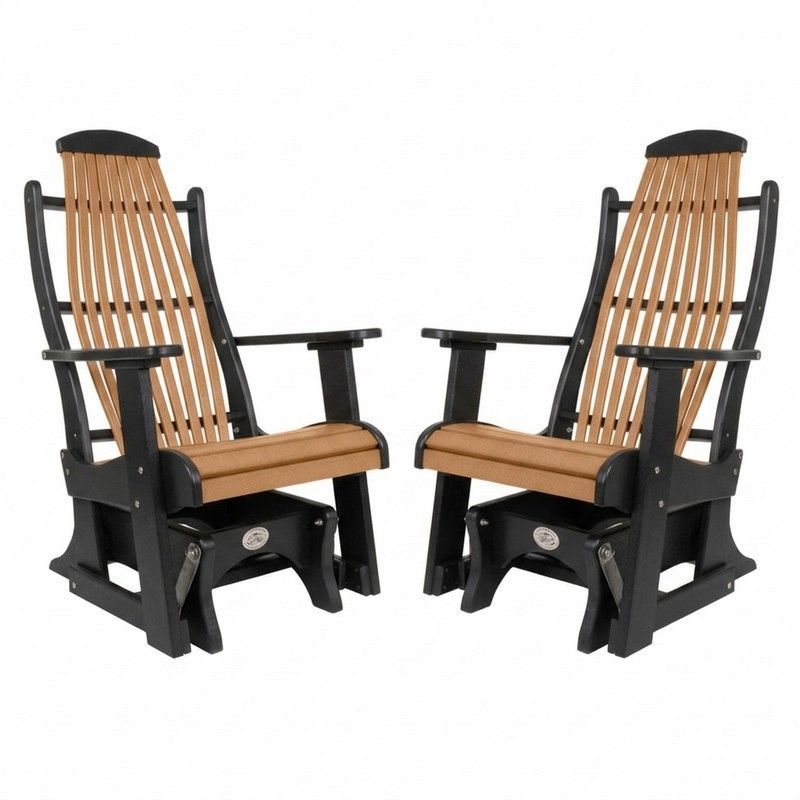 Outdoor Poly Furniture Set of 2 Blue Ridge Single Gliders in Cedar & Black by Infinity Living - FF BRSG-C-BLK-2
