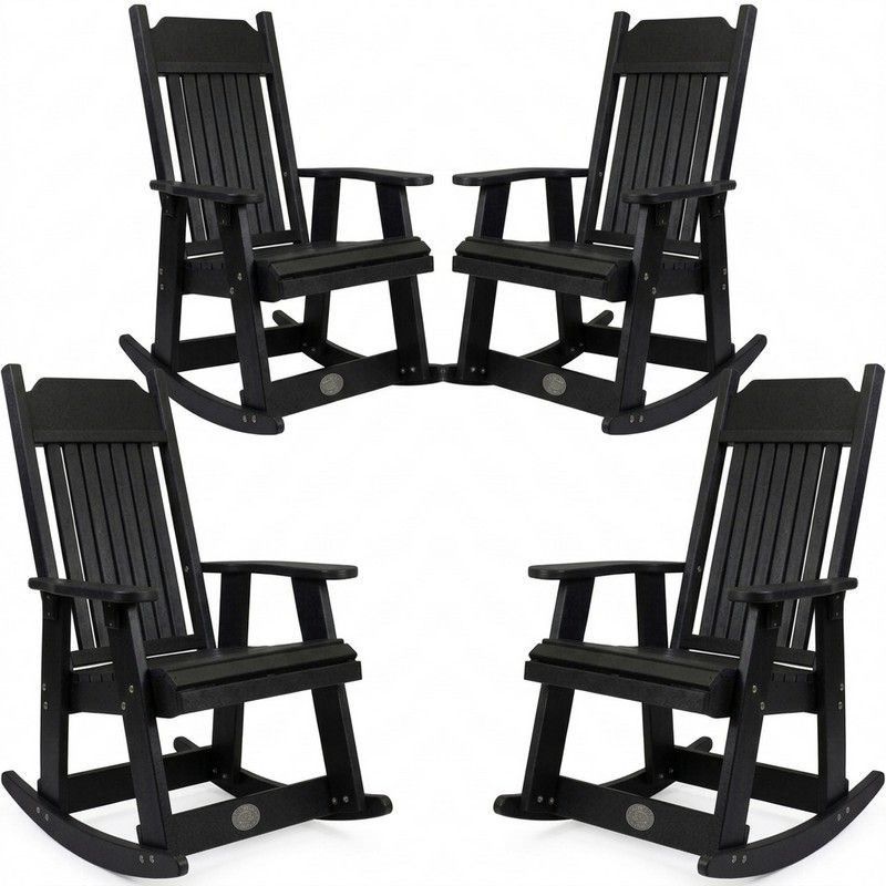 Outdoor Poly Furniture Set of 4 Carolina Rockers in Black by Infinity Living - FF CARRO-BLK-4