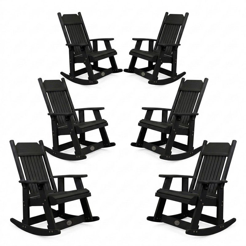 Outdoor Poly Furniture Set of 6 Carolina Rockers in Black by Infinity Living - FF CARRO-BLK-6