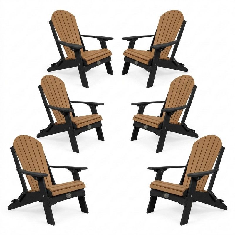 Outdoor Poly Furniture Set of 6 Fan Back Adirondack Folding Chairs by Infinity Living - FF FC-6